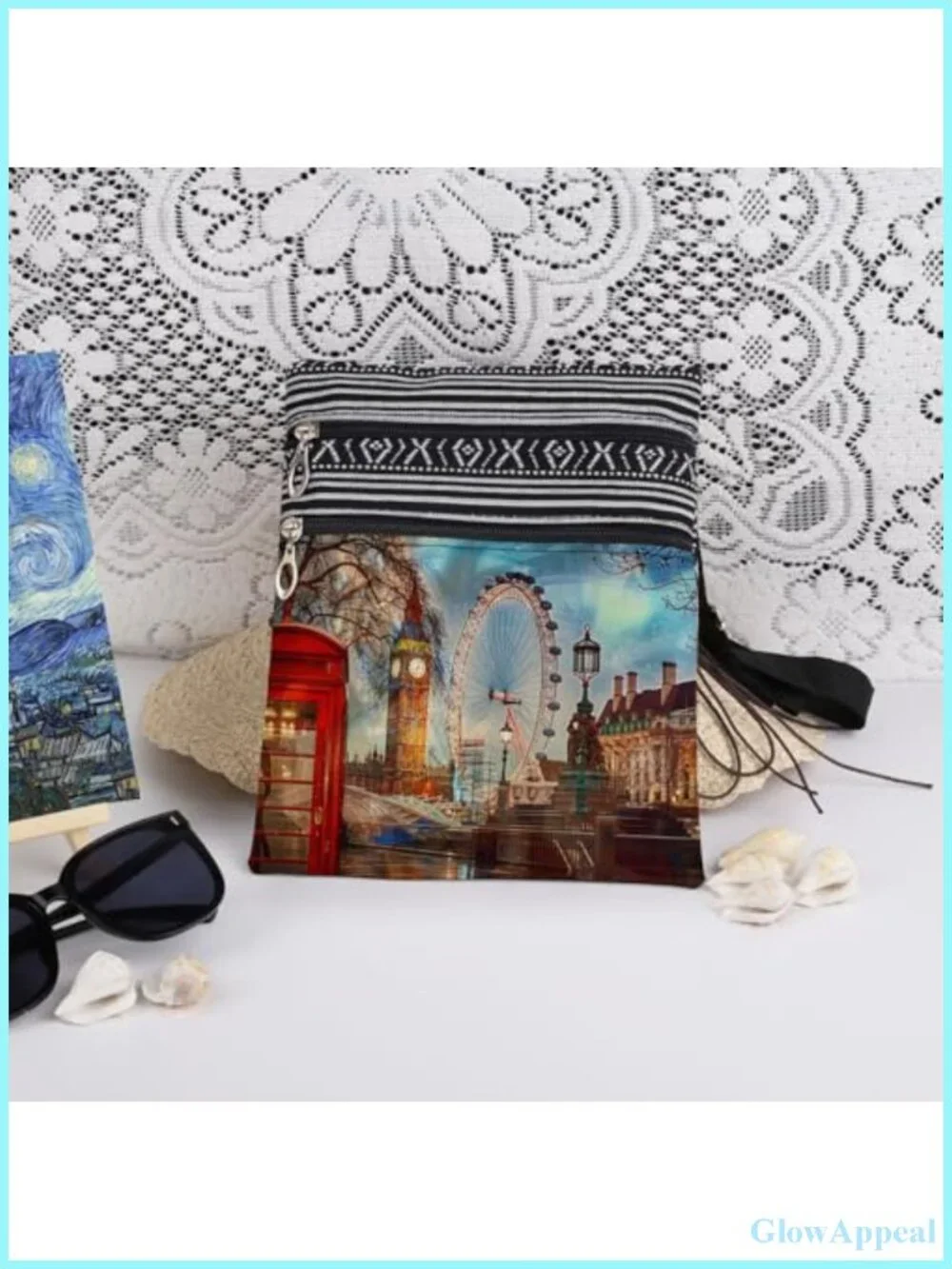 London Souvenir Crossbody Bag Big Ben Messenger Polyester Adjustable Strap